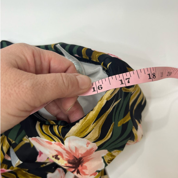 KONA SOL GREEN & PINK FLORAL ONE PIECE Strapless BATHING SUIT SIZE 16W - Picture 5 of 5